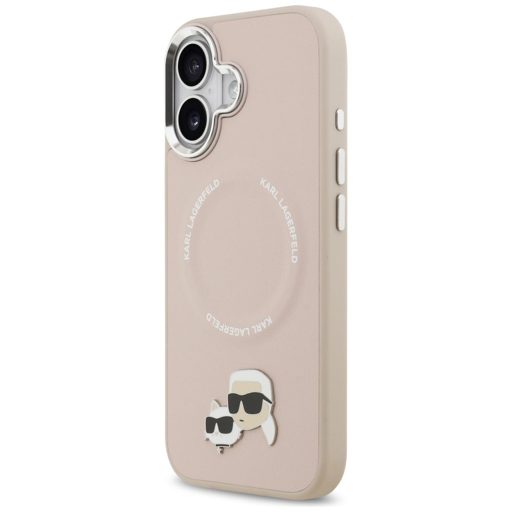 MagSafe-kotelo Apple iPhone 17:lle, Karl Lagerfeld, Karl & Choupette -rintaneulat, Vaaleanpunainen