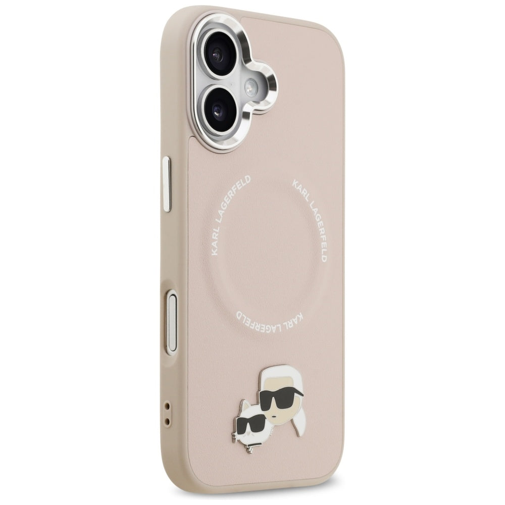 MagSafe-kotelo Apple iPhone 17:lle, Karl Lagerfeld, Karl & Choupette -rintaneulat, Vaaleanpunainen