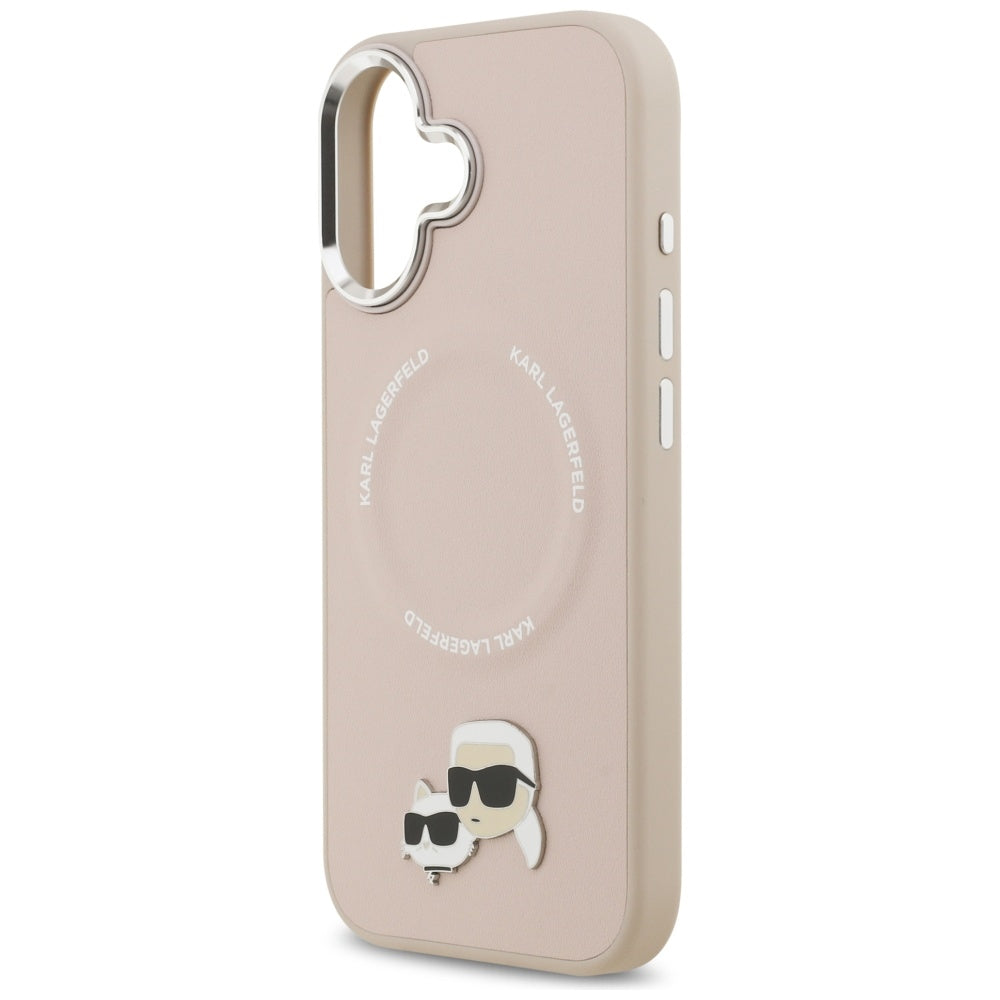 MagSafe-kotelo Apple iPhone 17:lle, Karl Lagerfeld, Karl & Choupette -rintaneulat, Vaaleanpunainen