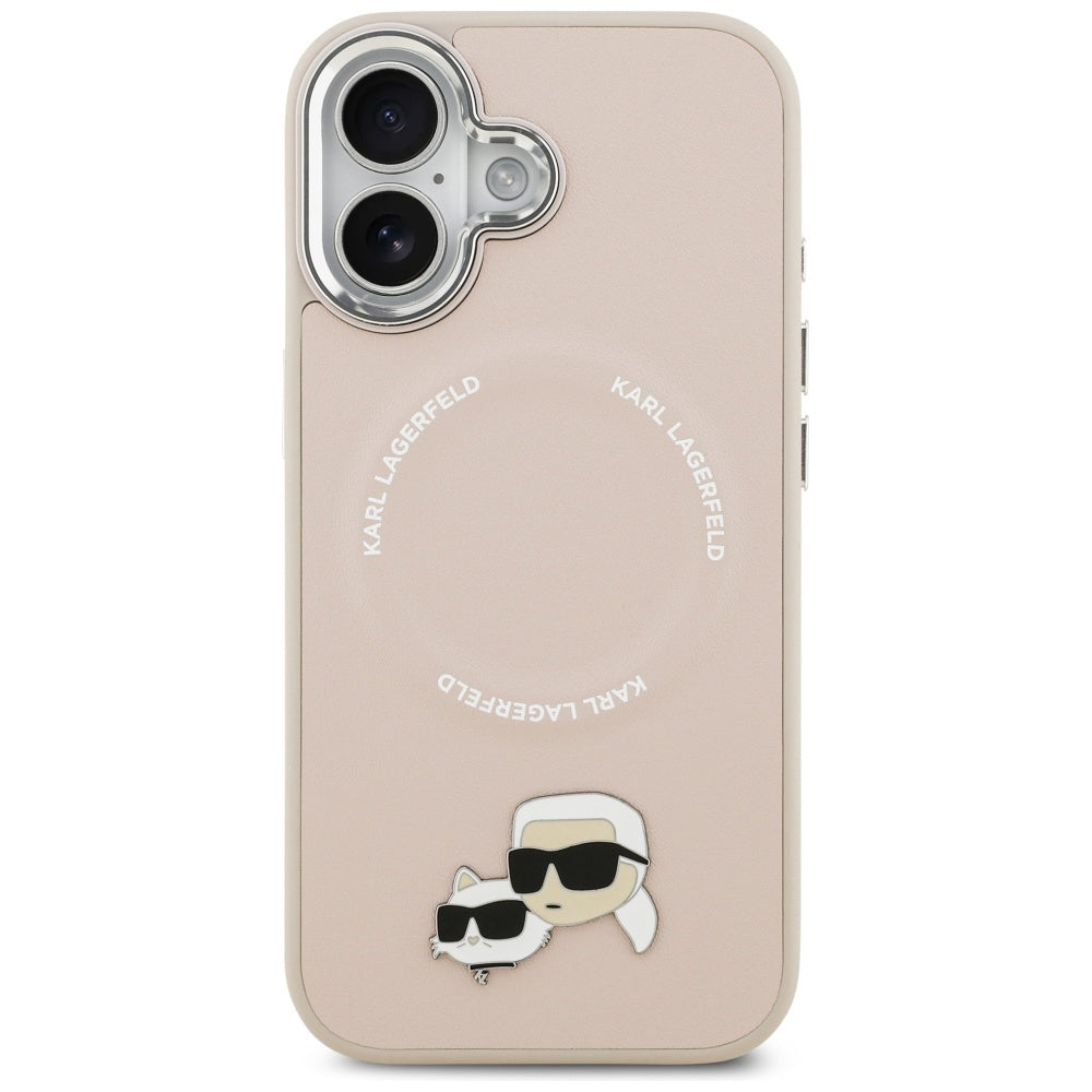 MagSafe-kotelo Apple iPhone 17:lle, Karl Lagerfeld, Karl & Choupette -rintaneulat, Vaaleanpunainen