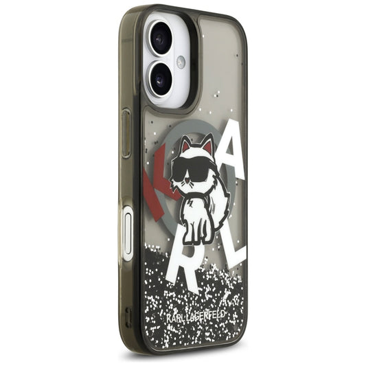 MagSafe-kotelo Apple iPhone 17:lle, Karl Lagerfeld, Liquid Glitter Logo Choupette, Musta