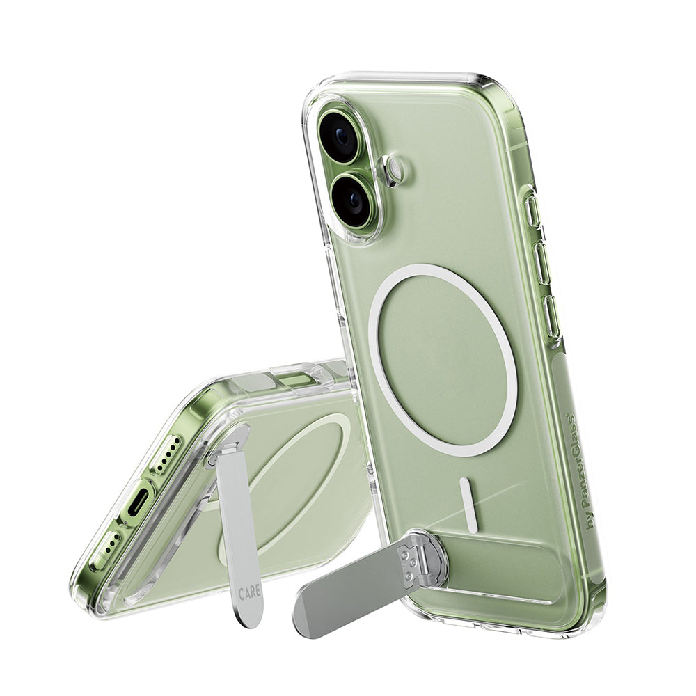 MagSafe Case for Apple iPhone 17, PanzerGlass, Care Feature Kickstand, Transparent