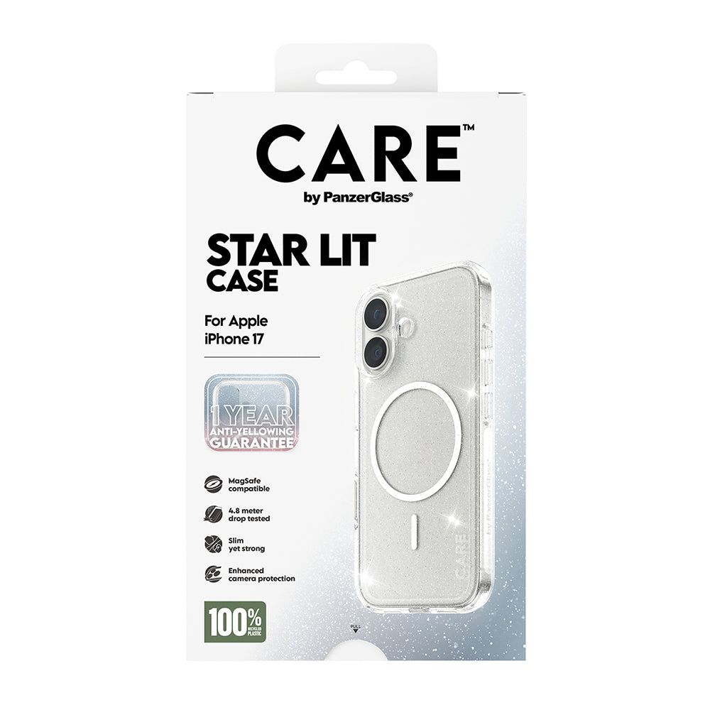 MagSafe-kotelo Apple iPhone 17:lle, PanzerGlass, Care Urban Explorer Star Lit, Valkoinen Läpinäkyvä