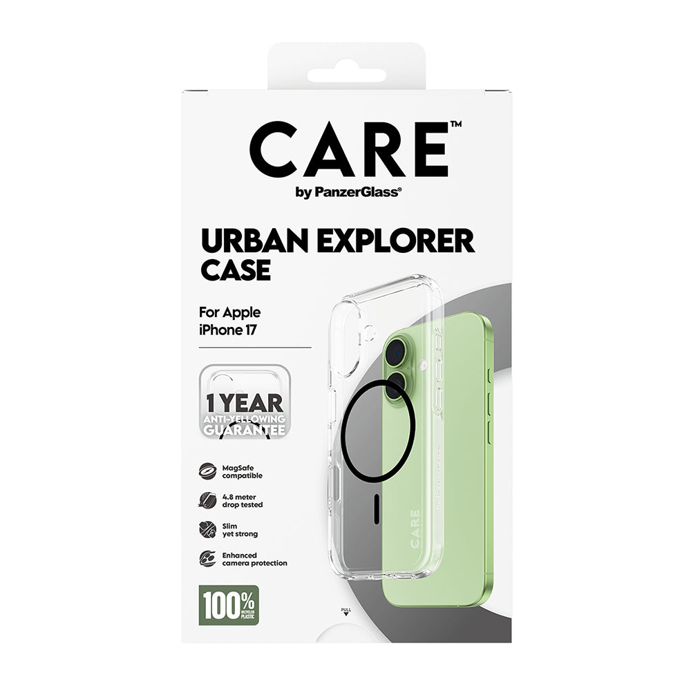 MagSafe-kotelo Apple iPhone 17:lle, PanzerGlass, Care Urban Explorer, Musta Läpinäkyvä