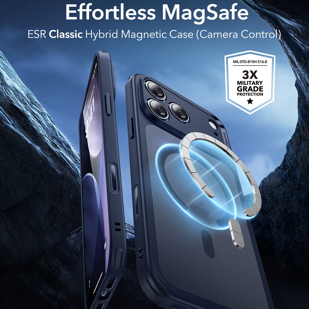 MagSafe-kotelo Apple iPhone 17 Prolle, ESR, Classic Hybrid, Satinoitu Sininen