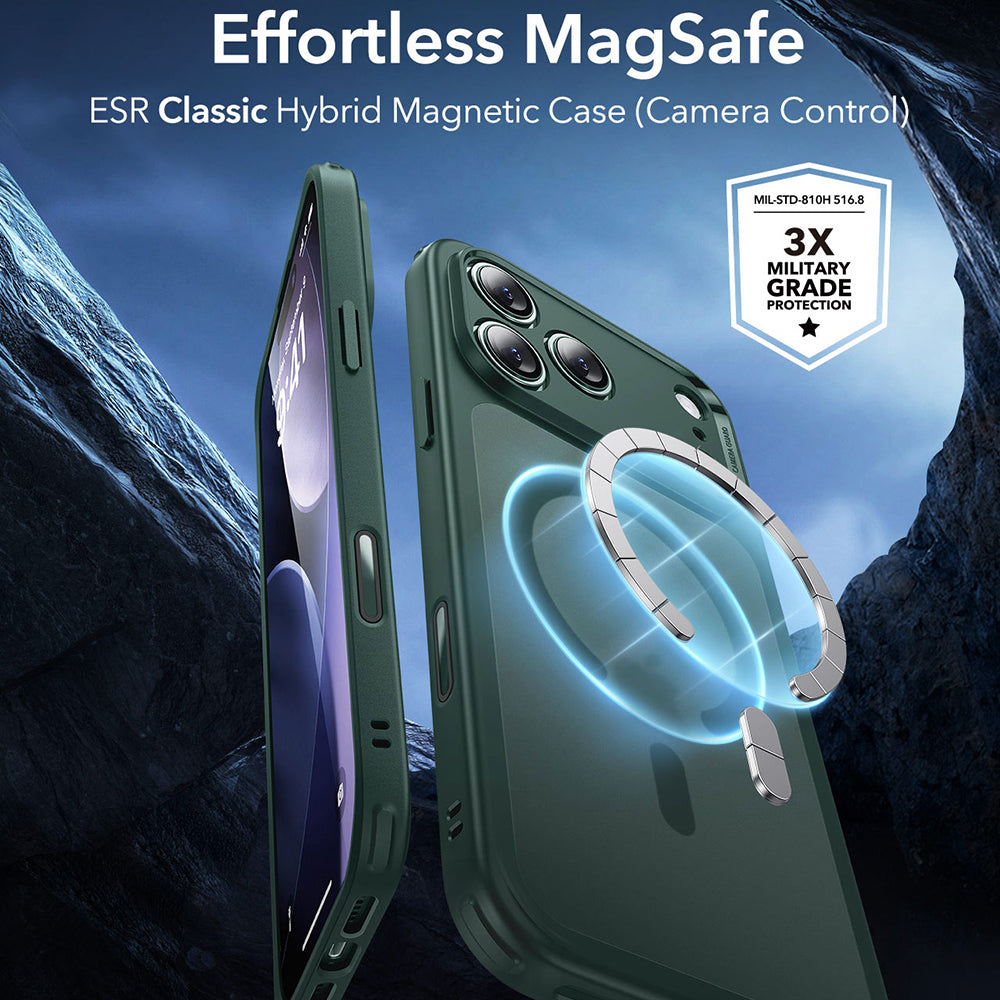 MagSafe-kotelo Apple iPhone 17 Prolle, ESR, Classic Hybrid, Satinoitu Vihreä