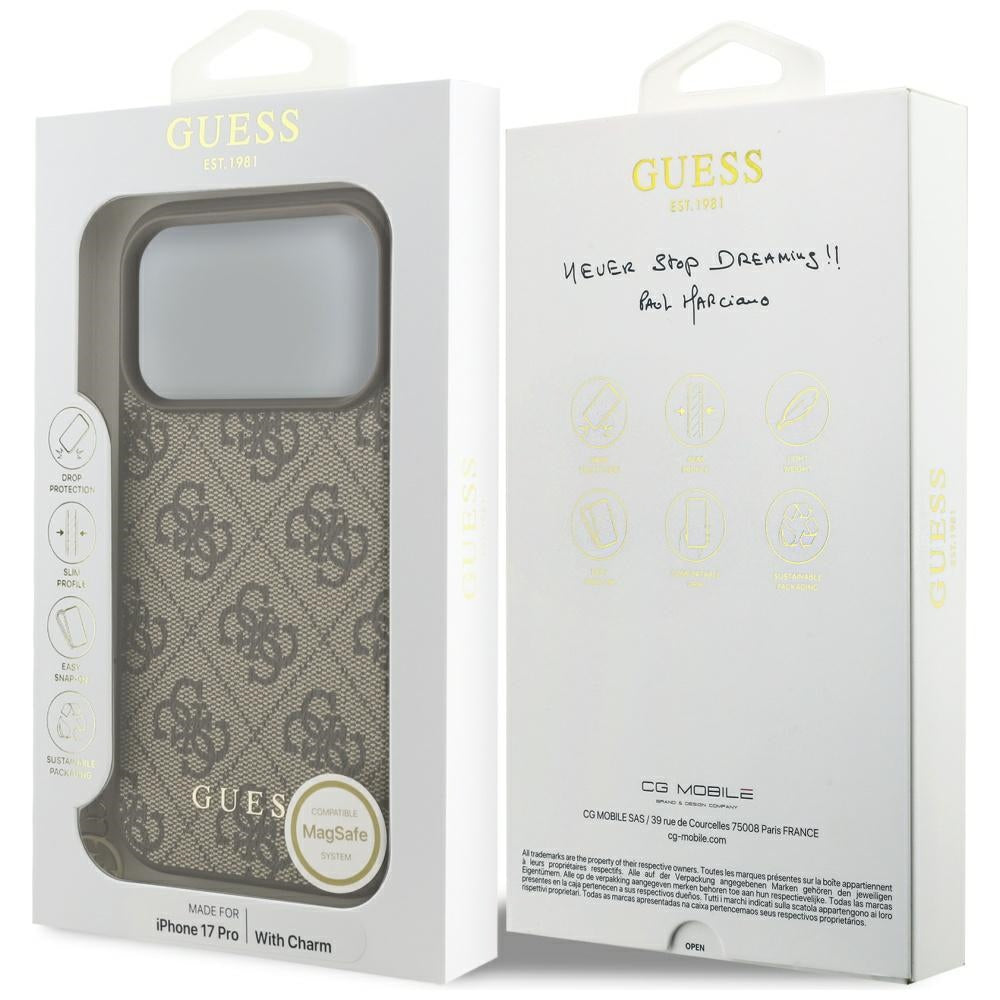 MagSafe-kotelo Apple iPhone 17 Prolle, Guess, 4G Charm Cradle, Ruskea