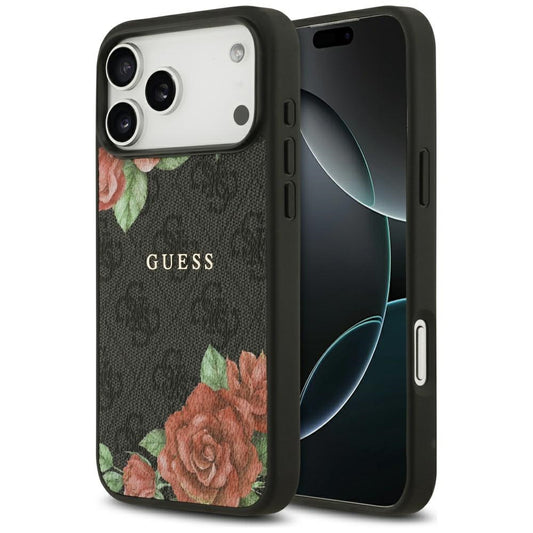 MagSafe-kotelo Apple iPhone 17 Prolle, Guess, 4G Flowers Print, Musta