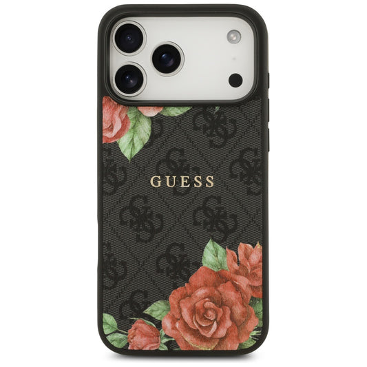 MagSafe-kotelo Apple iPhone 17 Prolle, Guess, 4G Flowers Print, Musta