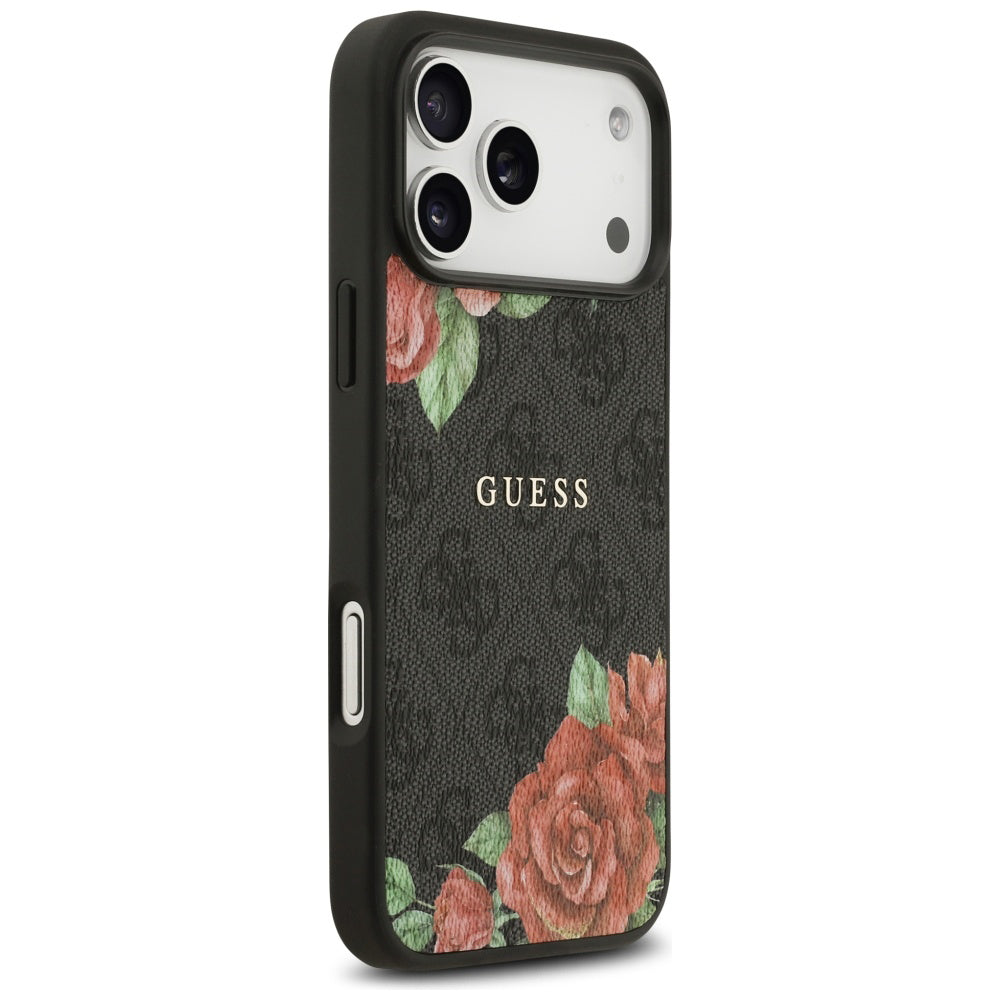 MagSafe-kotelo Apple iPhone 17 Prolle, Guess, 4G Flowers Print, Musta