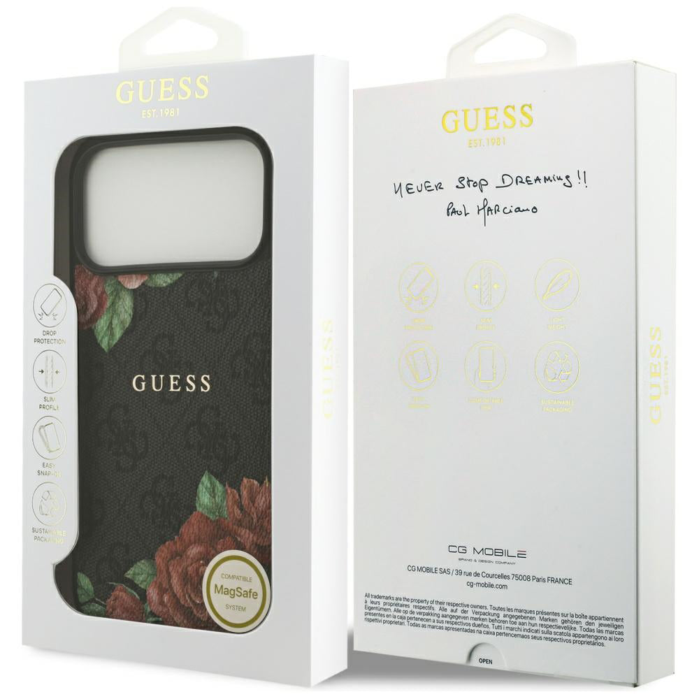 MagSafe-kotelo Apple iPhone 17 Prolle, Guess, 4G Flowers Print, Musta
