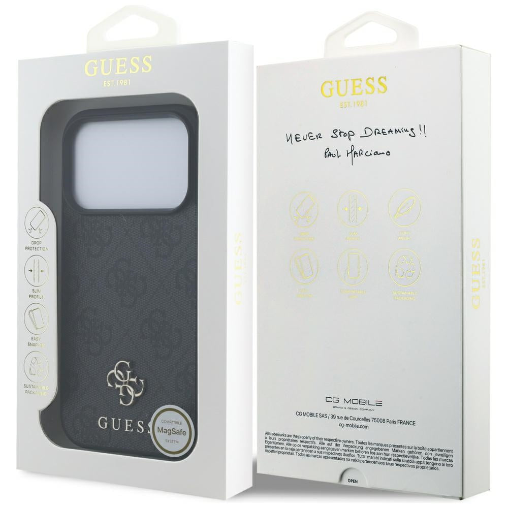 MagSafe-kotelo Apple iPhone 17 Prolle, Guess, 4G Small ja Classic Logo, Musta