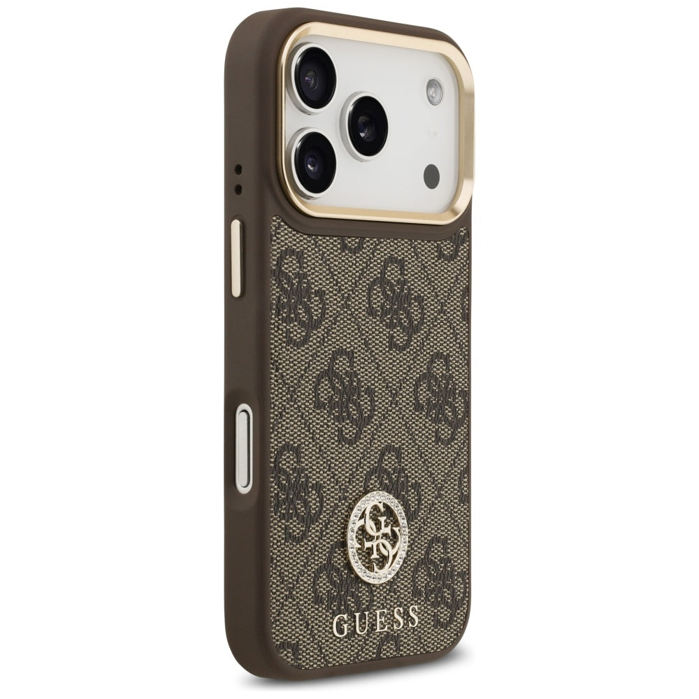 MagSafe-kotelo Apple iPhone 17 Prolle, Guess, 4G Strass -logo isolla hihnalla, Ruskea