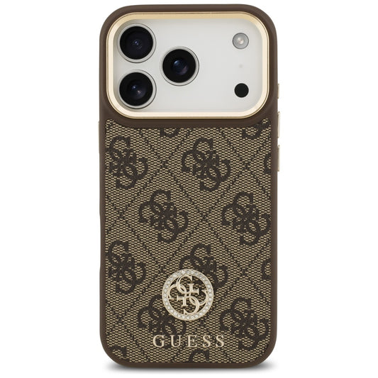 MagSafe-kotelo Apple iPhone 17 Prolle, Guess, 4G Strass -logo isolla hihnalla, Ruskea