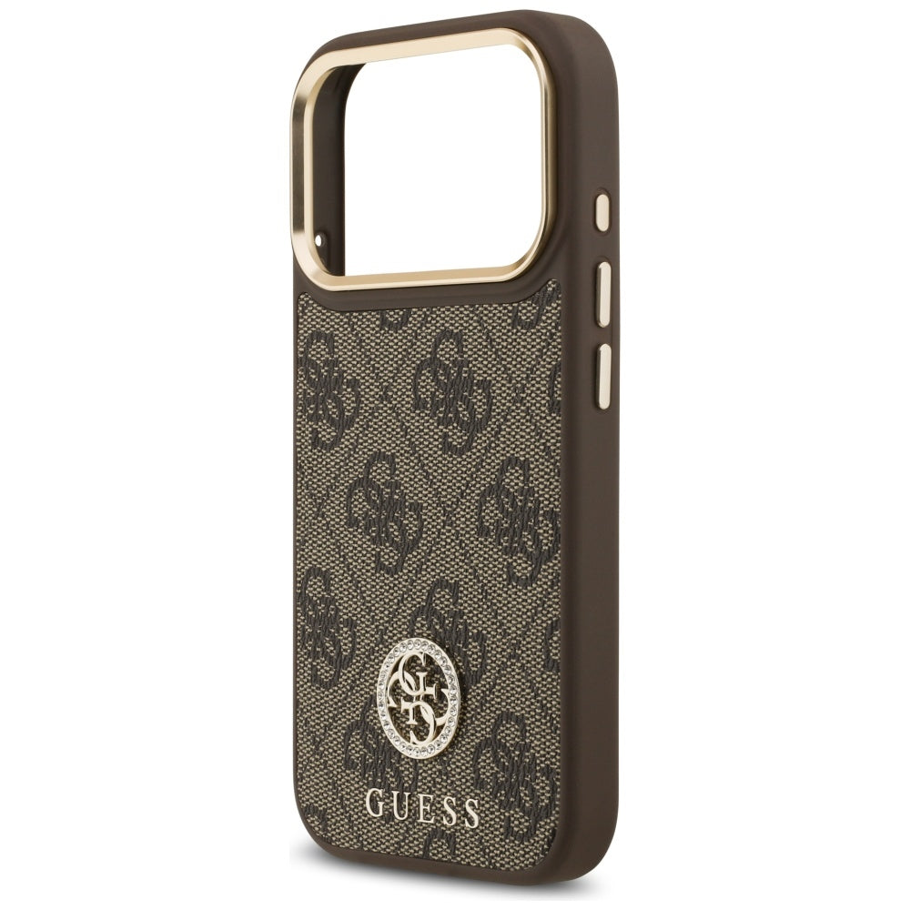 MagSafe-kotelo Apple iPhone 17 Prolle, Guess, 4G Strass -logo isolla hihnalla, Ruskea
