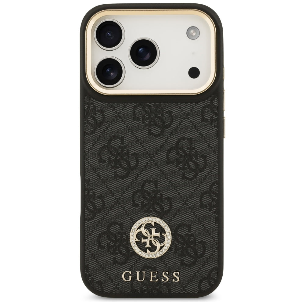 MagSafe-kotelo Apple iPhone 17 Prolle, Guess, 4G Strass -logo isolla hihnalla, Musta