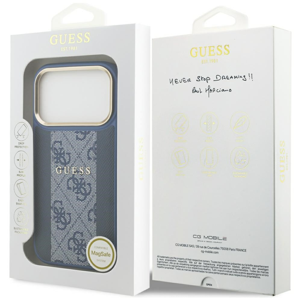 MagSafe-kotelo Apple iPhone 17 Prolle, Guess, 4G Stripe, Sininen