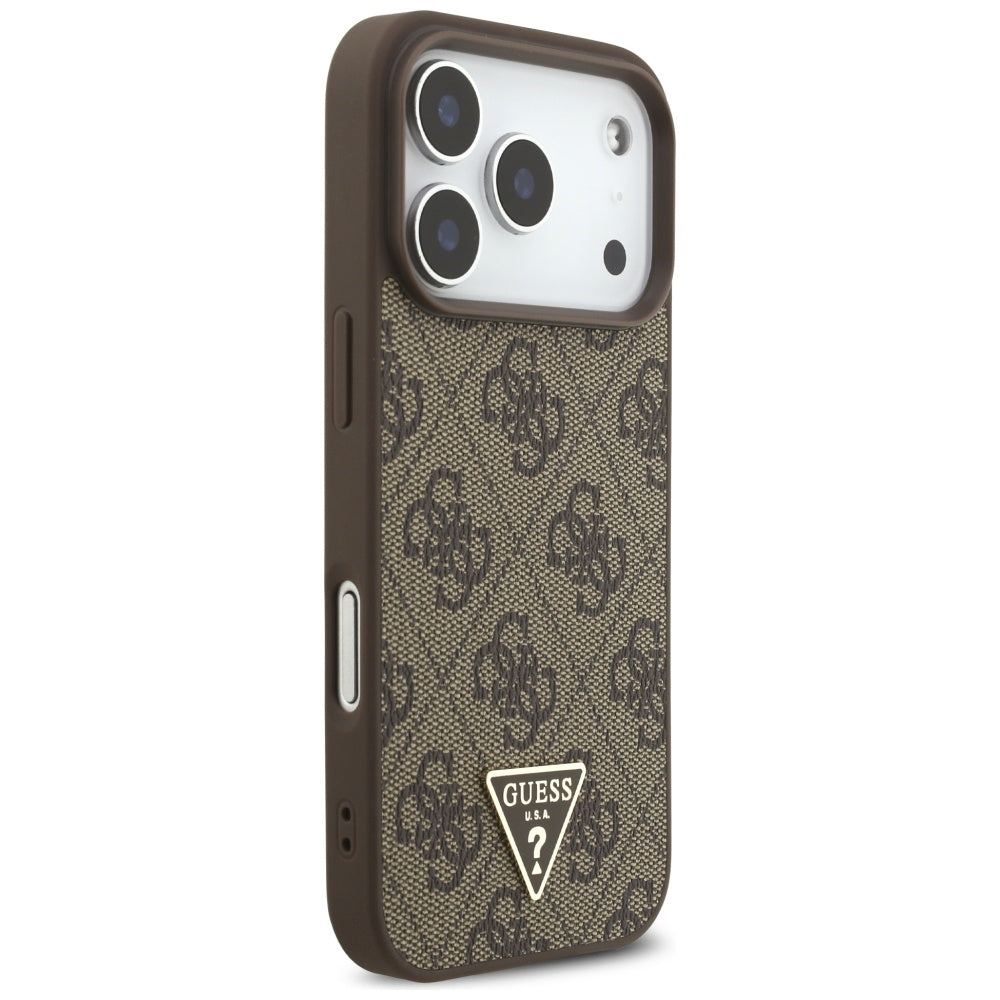 MagSafe-kotelo Apple iPhone 17 Prolle, Guess, 4G Triangle -logo helminauhalla, ruskea