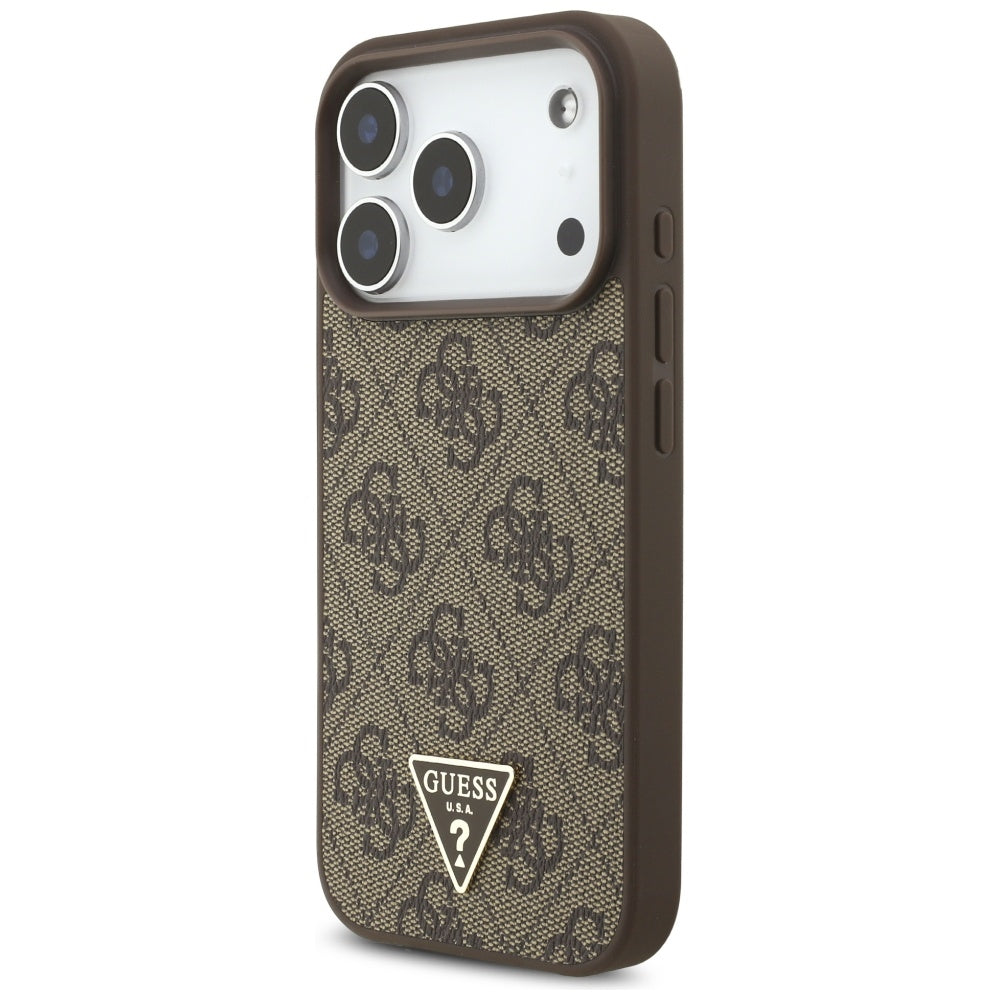 MagSafe-kotelo Apple iPhone 17 Prolle, Guess, 4G Triangle -logo helminauhalla, ruskea