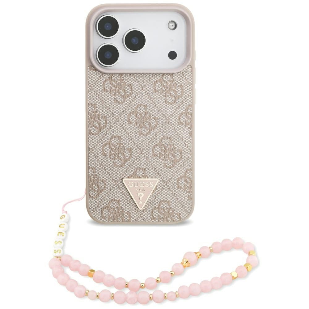 MagSafe-kotelo Apple iPhone 17 Prolle, Guess, 4G Triangle -logo helminauhalla, Pinkki