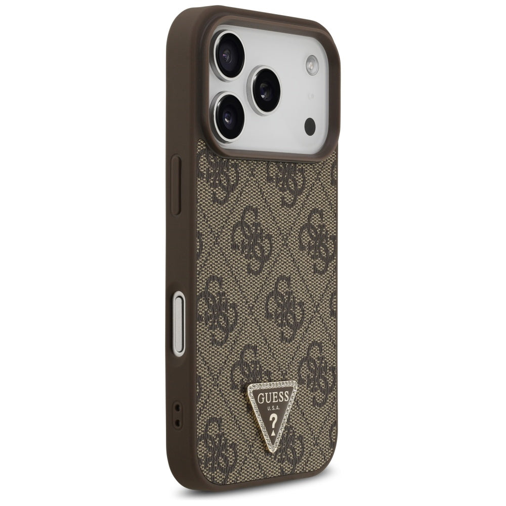 MagSafe-kotelo Apple iPhone 17 Prolle, Guess, 4G Triangle Strass, Ruskea