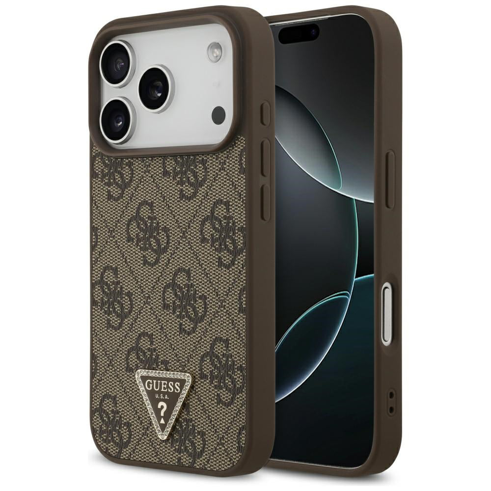 MagSafe-kotelo Apple iPhone 17 Prolle, Guess, 4G Triangle Strass, Ruskea