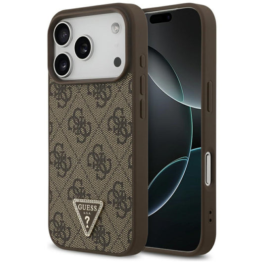 MagSafe-kotelo Apple iPhone 17 Prolle, Guess, 4G Triangle Strass, Ruskea