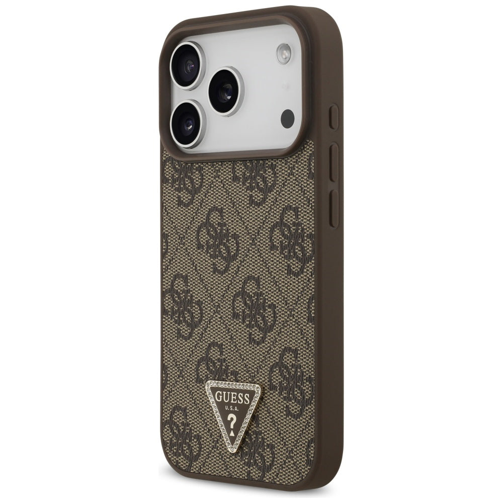 MagSafe-kotelo Apple iPhone 17 Prolle, Guess, 4G Triangle Strass, Ruskea