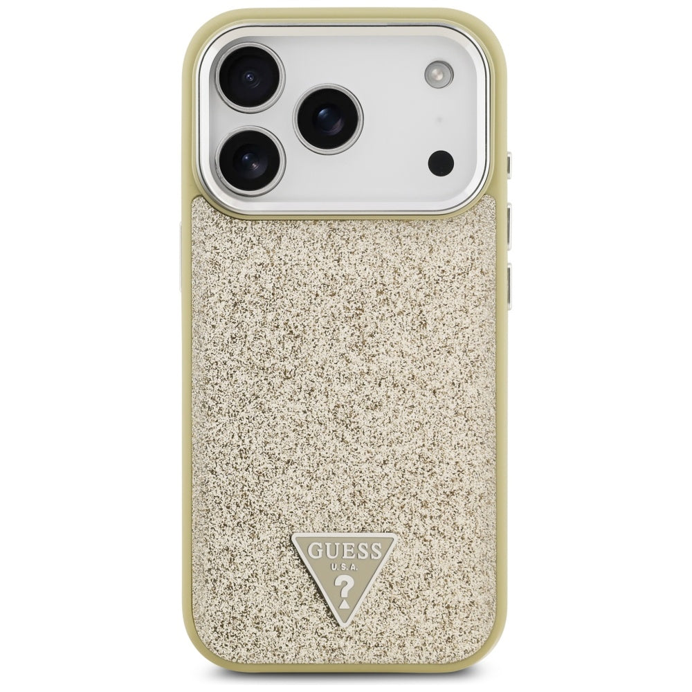 MagSafe-kotelo Apple iPhone 17 Prolle, Guess, Glitter Triangle Logo, Kultainen
