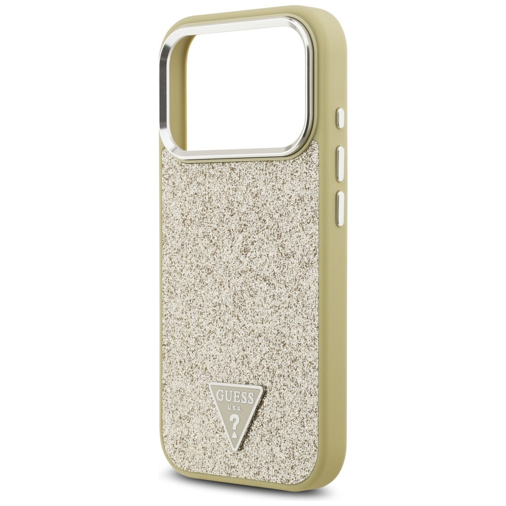 MagSafe-kotelo Apple iPhone 17 Prolle, Guess, Glitter Triangle Logo, Kultainen