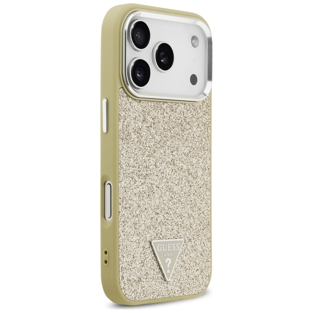 MagSafe-kotelo Apple iPhone 17 Prolle, Guess, Glitter Triangle Logo, Kultainen