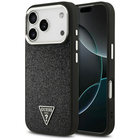 MagSafe-kotelo Apple iPhone 17 Prolle, Guess, Glitter Triangle Logo, Musta
