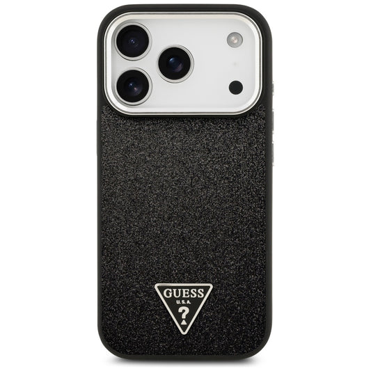 MagSafe-kotelo Apple iPhone 17 Prolle, Guess, Glitter Triangle Logo, Musta