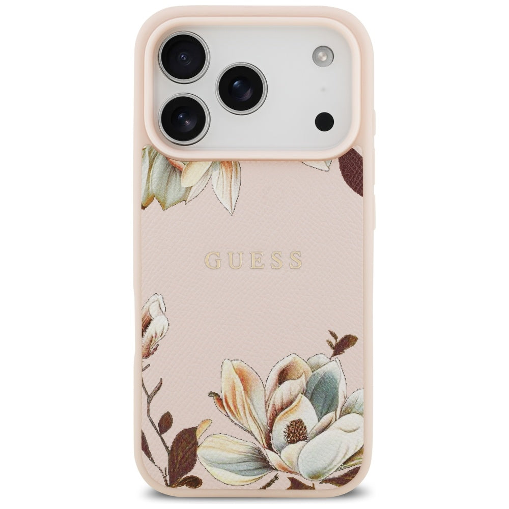 MagSafe-kotelo Apple iPhone 17 Prolle, Guess, Grained Flowers, Pinkki