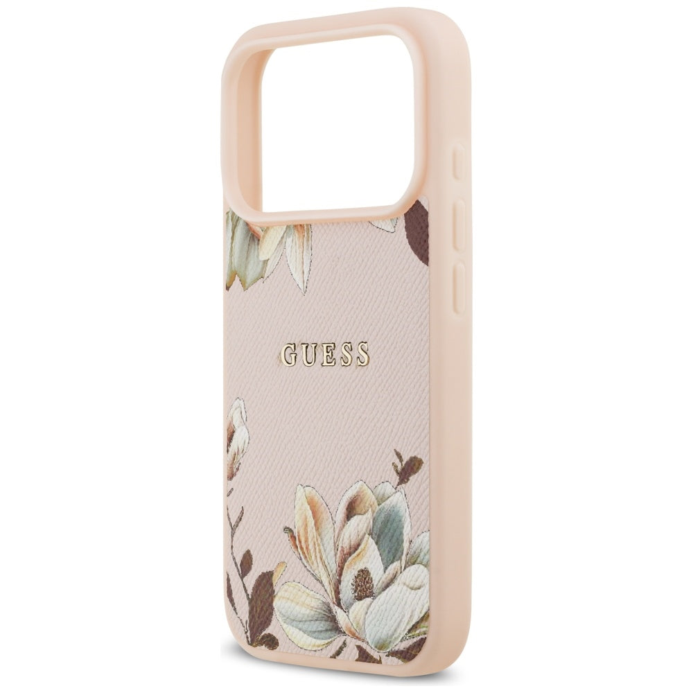 MagSafe-kotelo Apple iPhone 17 Prolle, Guess, Grained Flowers, Pinkki