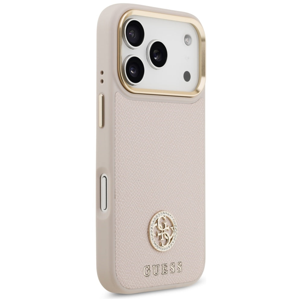 MagSafe Case for Apple iPhone 17 Pro, Guess, Grained Strass Logo, Pink