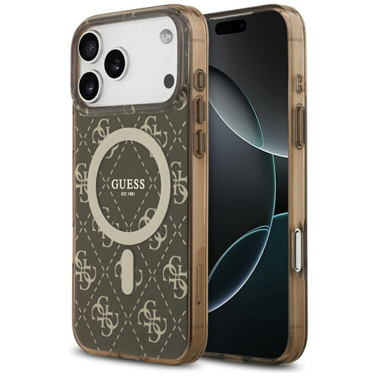 MagSafe-kotelo Apple iPhone 17 Prolle, Guess, IML 4G Background, Ruskea