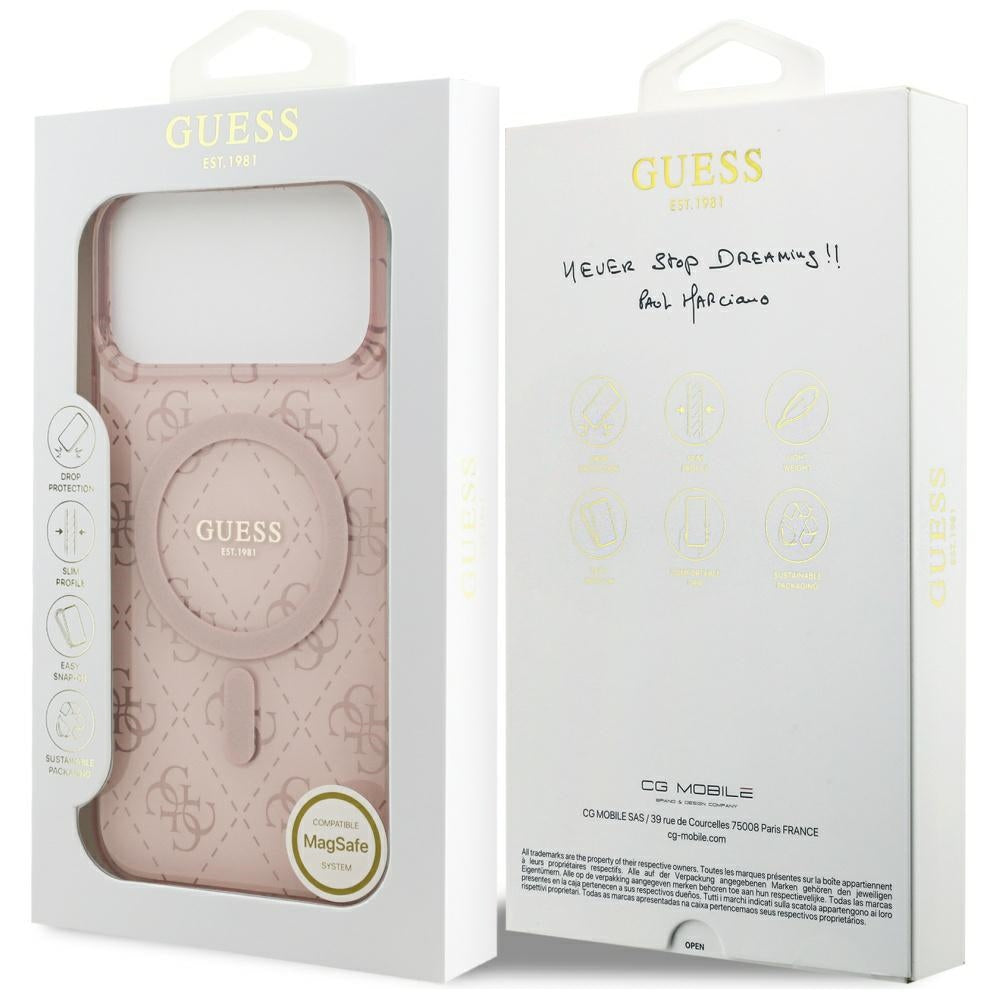 MagSafe-kotelo Apple iPhone 17 Prolle, Guess, IML 4G Background, Pinkki