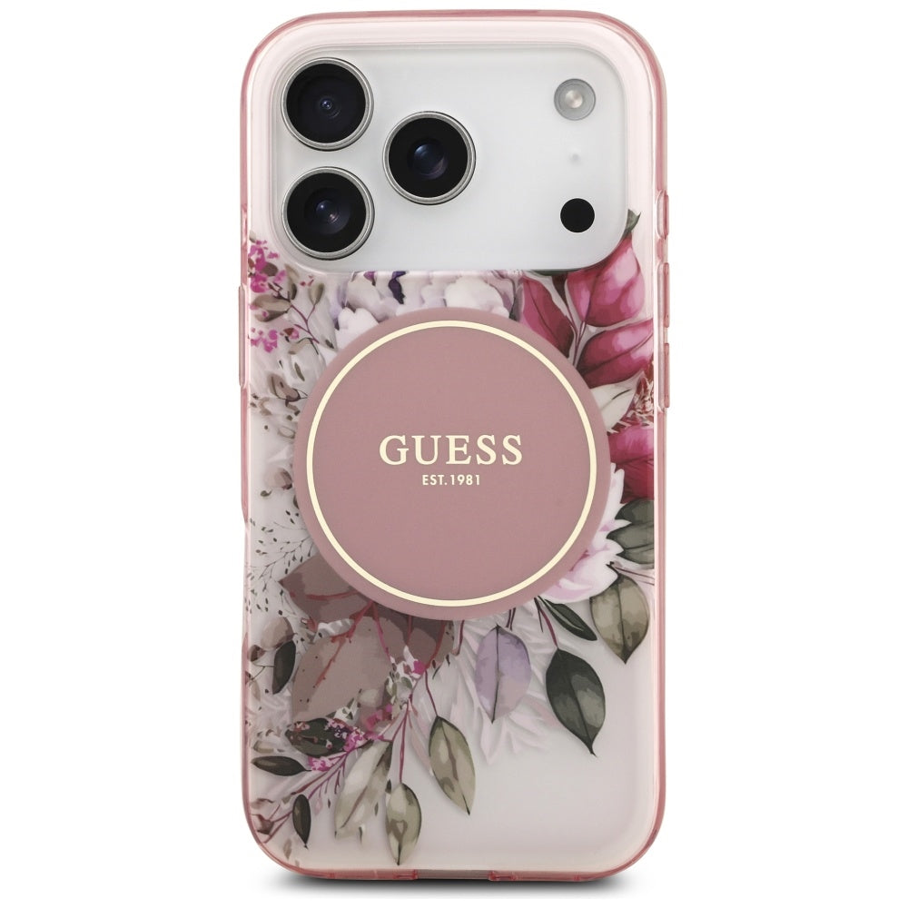 MagSafe-kotelo Apple iPhone 17 Prolle, Guess, IML Flower and Tonal Circle, Pinkki