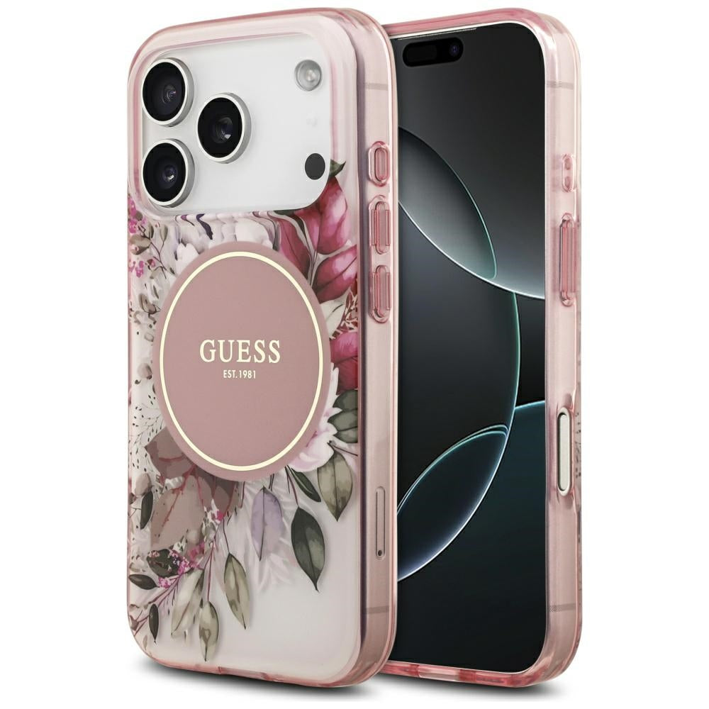 MagSafe-kotelo Apple iPhone 17 Prolle, Guess, IML Flower and Tonal Circle, Pinkki