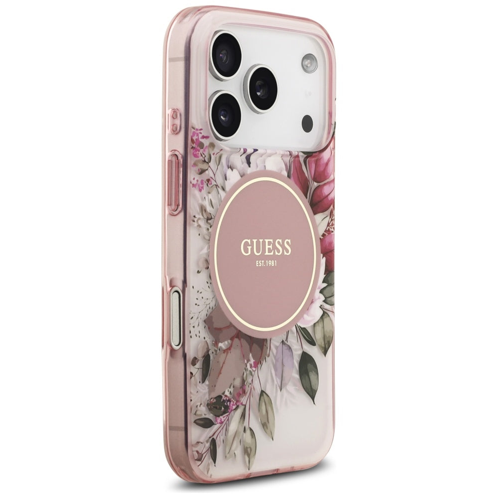 MagSafe-kotelo Apple iPhone 17 Prolle, Guess, IML Flower and Tonal Circle, Pinkki