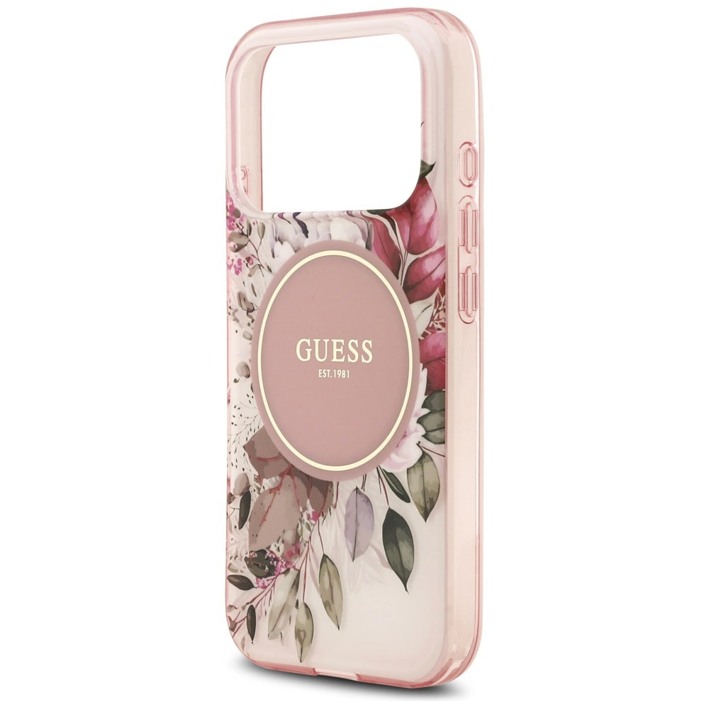MagSafe-kotelo Apple iPhone 17 Prolle, Guess, IML Flower and Tonal Circle, Pinkki