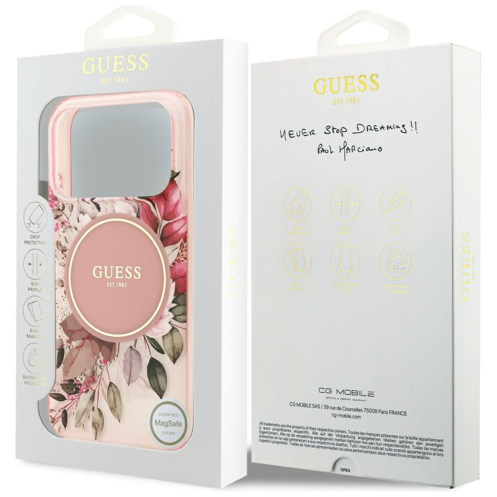 MagSafe-kotelo Apple iPhone 17 Prolle, Guess, IML Flower and Tonal Circle, Pinkki