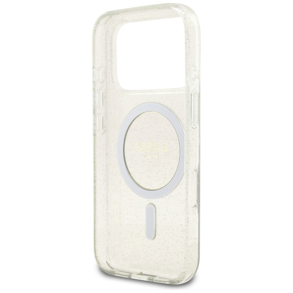 MagSafe-kotelo Apple iPhone 17 Prolle, Guess, IML Glitter Pearl-hihnalla, Läpinäkyvä