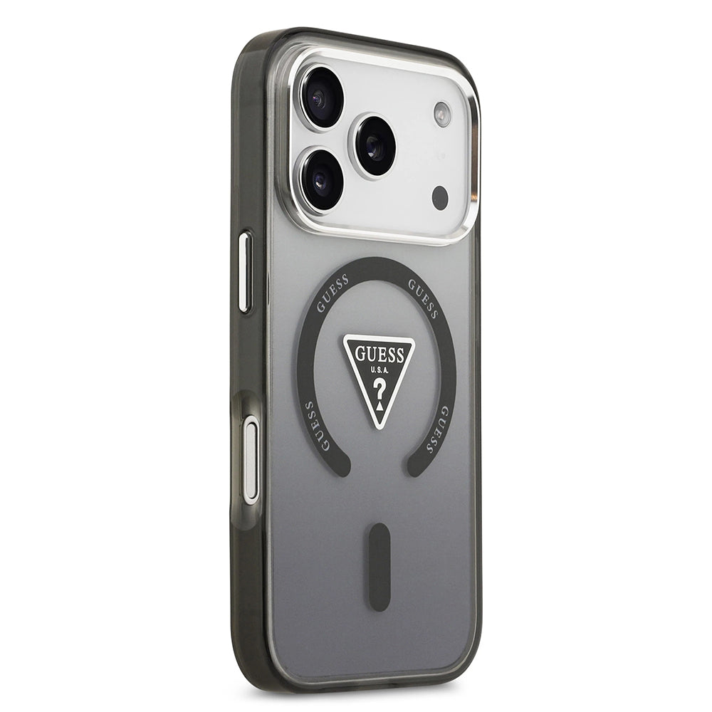 MagSafe-kotelo Apple iPhone 17 Prolle, Guess, IML Gradient Triangle Logo, Musta Hopea