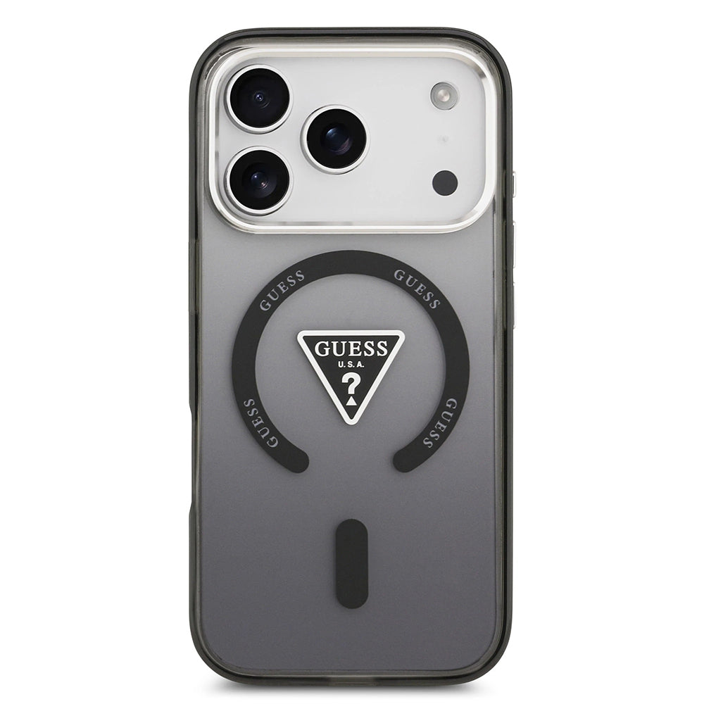 MagSafe-kotelo Apple iPhone 17 Prolle, Guess, IML Gradient Triangle Logo, Musta Hopea