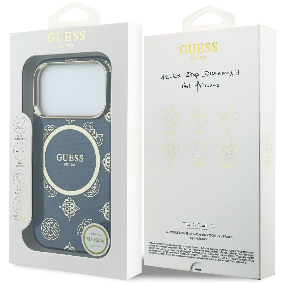 MagSafe-kotelo Apple iPhone 17 Prolle, Guess, IML Peony Dot, Sininen