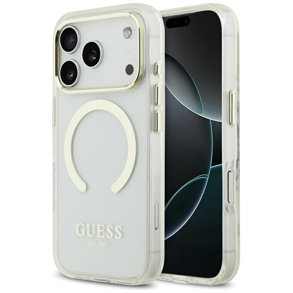 MagSafe-kotelo Apple iPhone 17 Prolle, Guess, Metal Outline, Kultainen