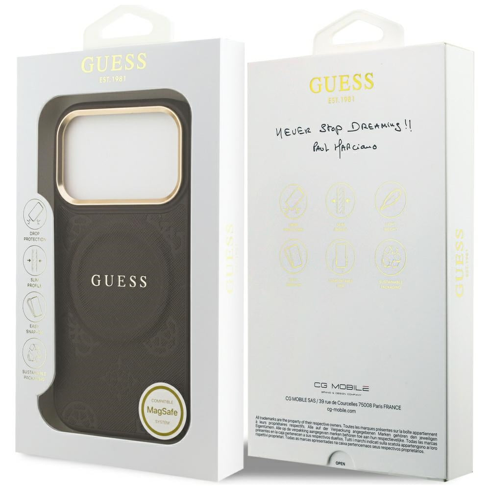 MagSafe-kotelo Apple iPhone 17 Prolle, Guess, Peony Hot Stamp, Ruskea