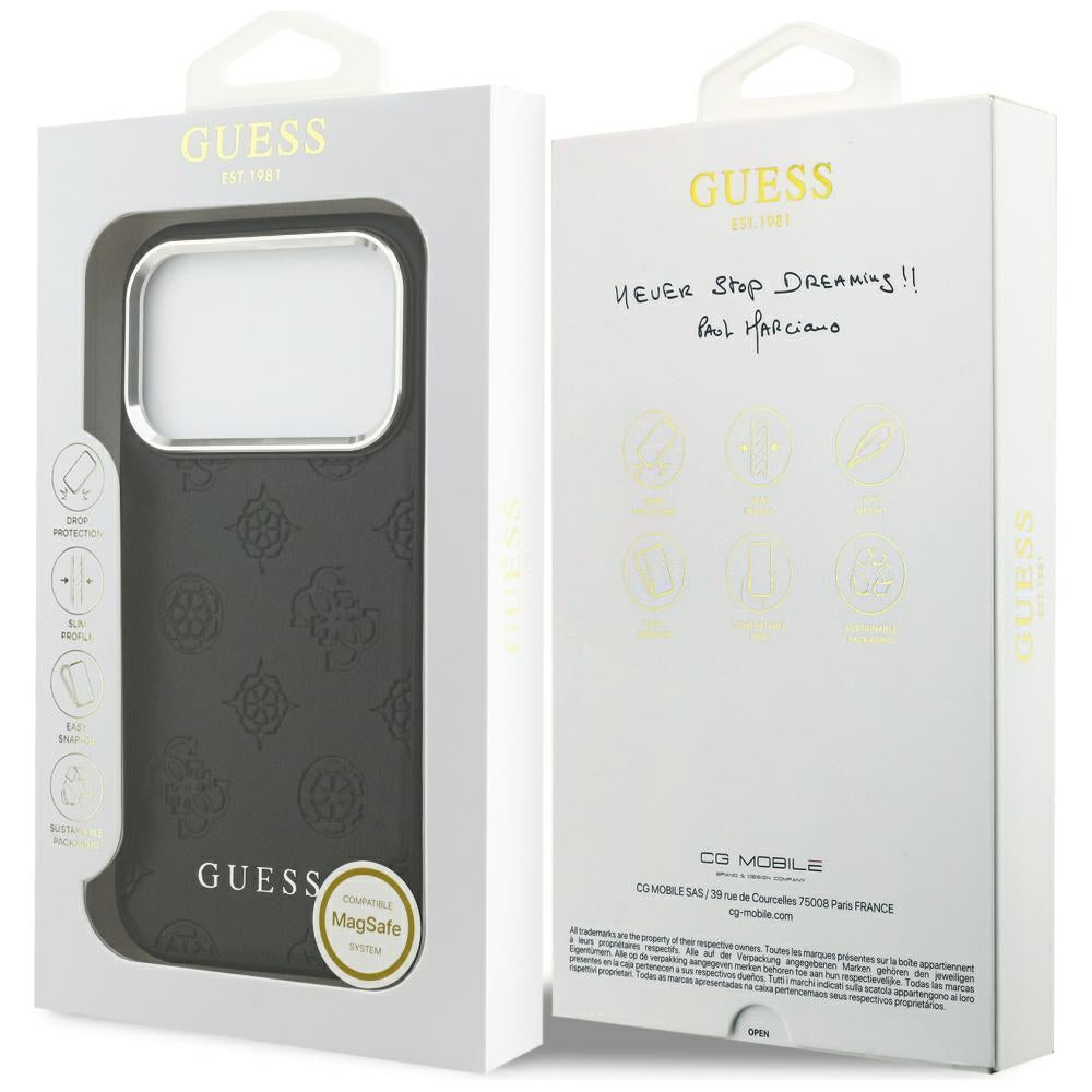MagSafe-kotelo Apple iPhone 17 Prolle, Guess, Peony Hot Stamp Script, Musta